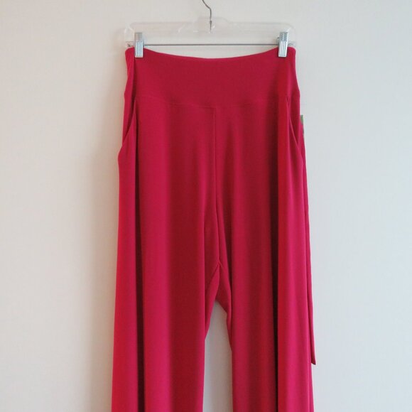 SYMPLI Wide Leg Trouser Pant in Magenta Stretch Pull On Travel - Size US 10 NWT - Picture 4 of 16